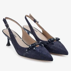 Capollini Allegra Marineblaue Nubukleder Slingback Heels mit Schleifendetail* Schuhe Für Hochzeitsgäste | Schuhe Für Die Mutter Der Braut