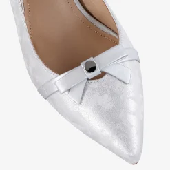 Capollini Allegra Silberne Nubukleder Slingback Heels mit Schleifendetail* Schuhe Für Hochzeitsgäste | Schuhe Für Die Mutter Der Braut