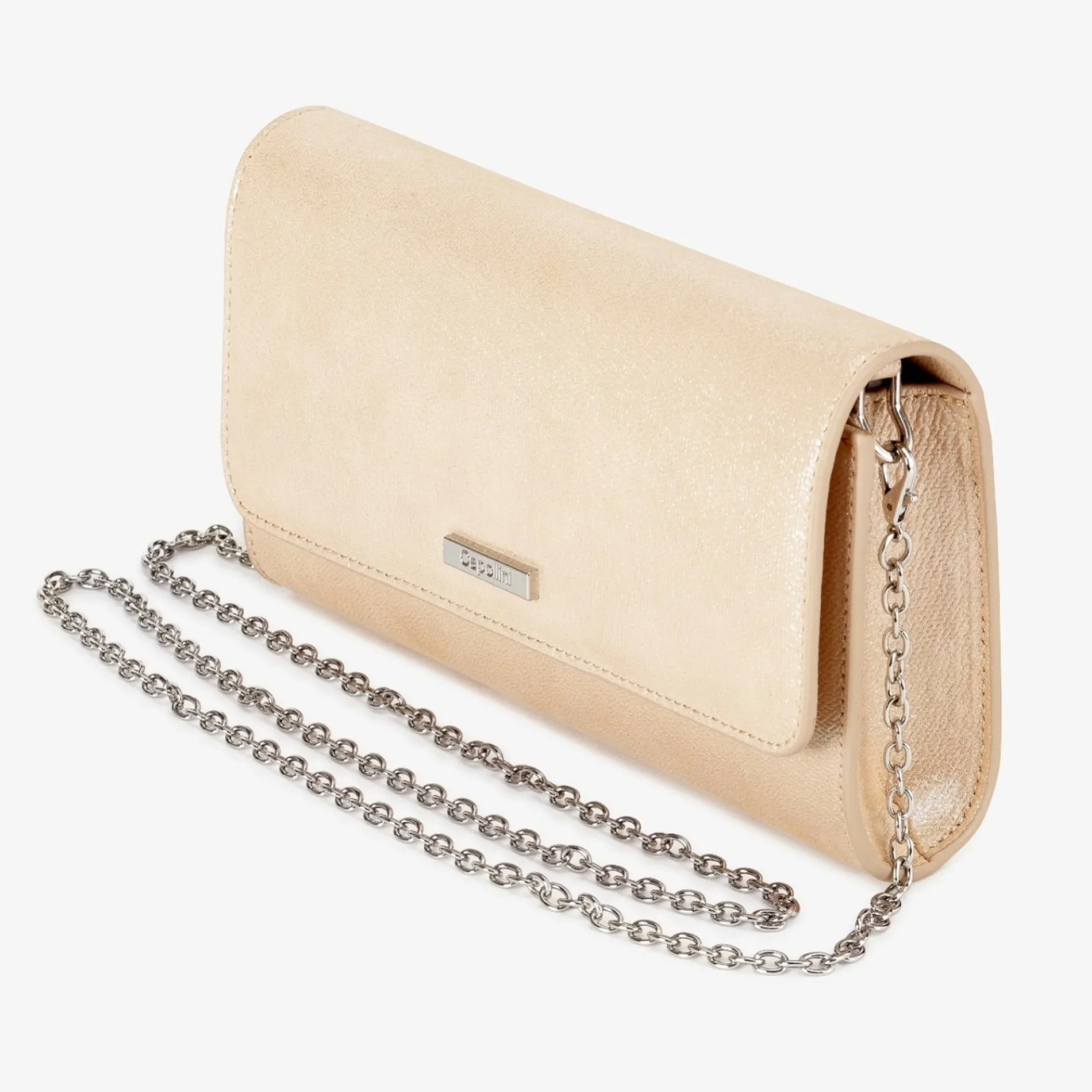 Capollini Blassgoldene Clutch-Tasche aus Nubukleder* Hochzeitsgäste-taschen | Anlass Handtaschen