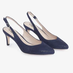 Capollini Catherine Marineblaues Nubukleder Slingbacks mit mittlerem Absatz* Schuhe Für Hochzeitsgäste | Schuhe Für Die Mutter Der Braut