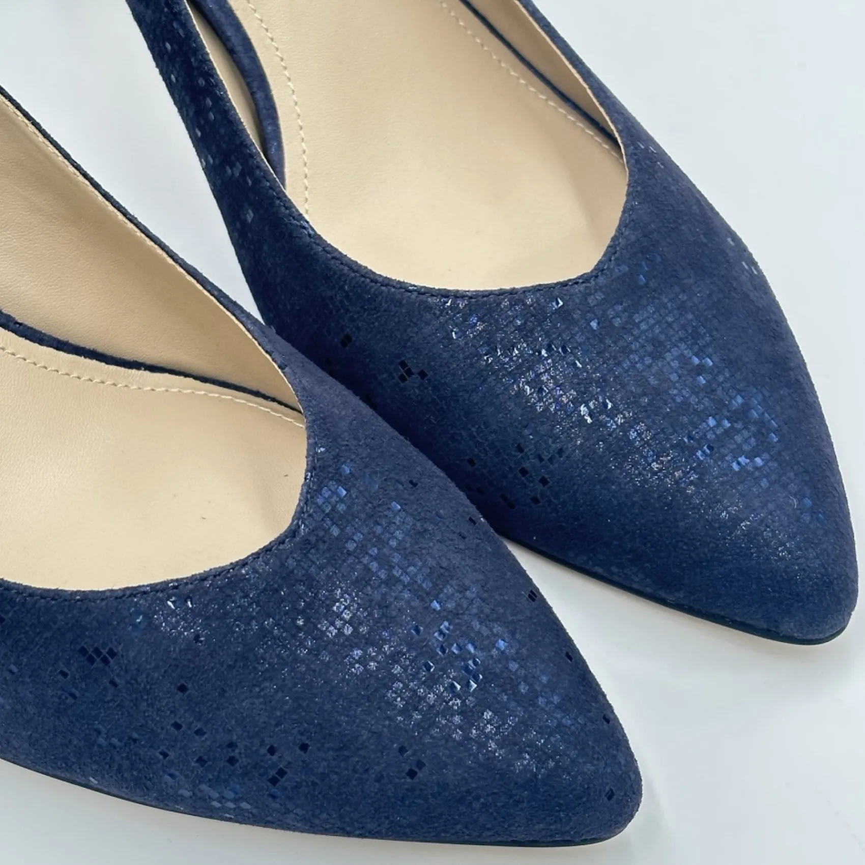 Capollini Catherine Marineblaues Nubukleder Slingbacks mit mittlerem Absatz* Schuhe Für Hochzeitsgäste | Schuhe Für Die Mutter Der Braut