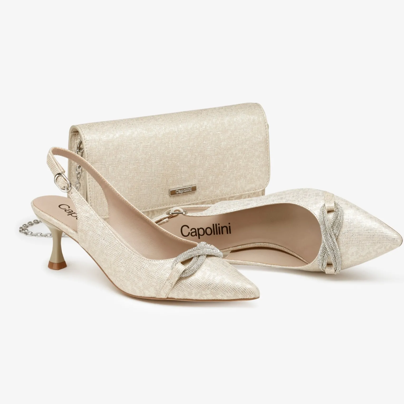 Capollini Champagnerfarbene Nubukleder-Clutch-Tasche* Hochzeitsgäste-taschen | Anlass Handtaschen