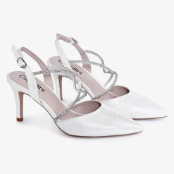 Capollini Charlotte Creme Leder Diamante Kreuzriemen Slingbacks* Party-schuhe | Schuhe Für Hochzeitsgäste