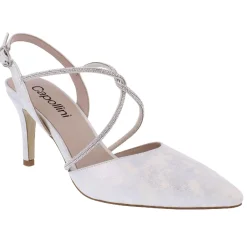 Capollini Charlotte Silberne Leder Diamanten Kreuzriemen Slingbacks* Party-schuhe | Schuhe Für Hochzeitsgäste