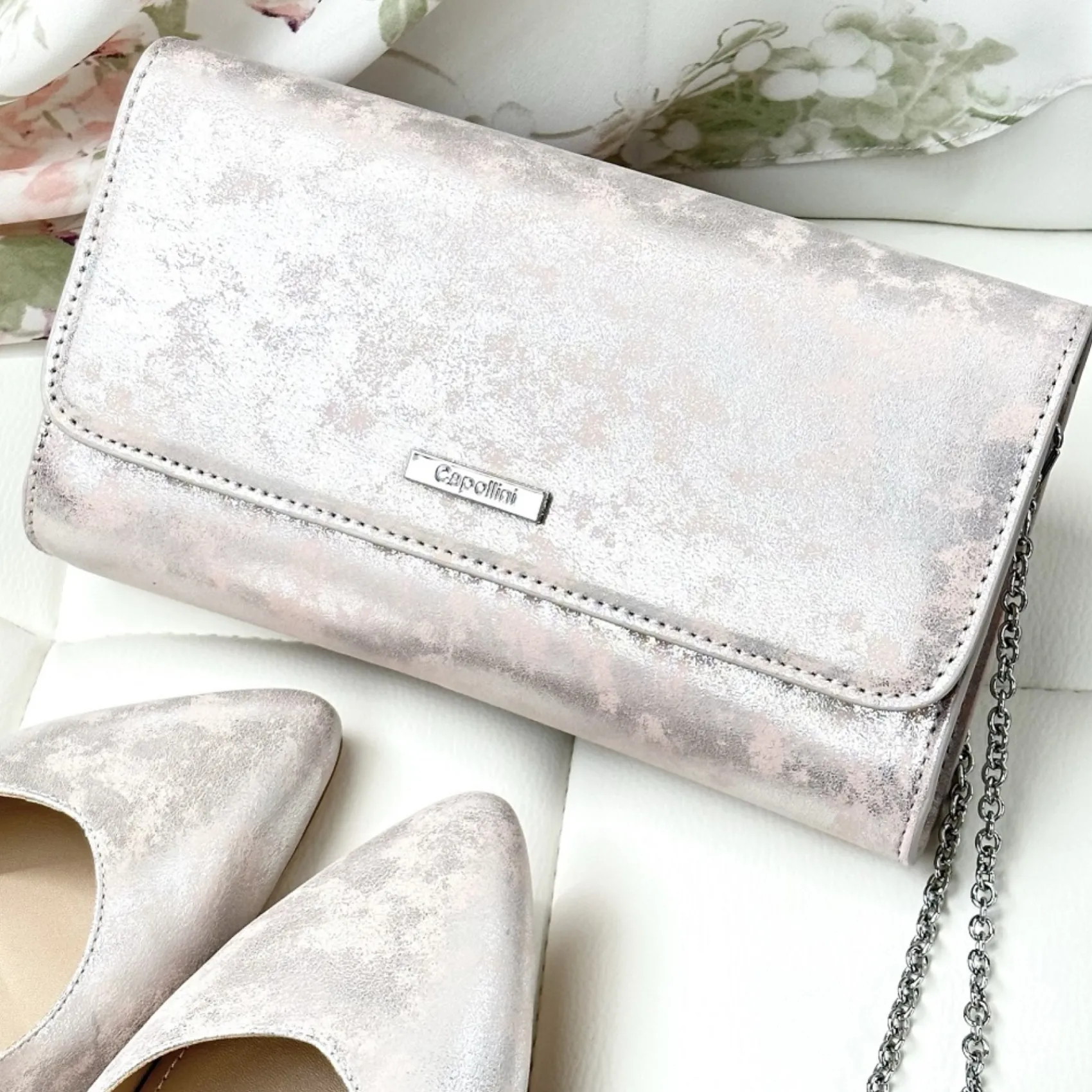 Capollini Clutch-Tasche aus Nubukleder in Rosarot* Hochzeitsgäste-taschen | Anlass Handtaschen