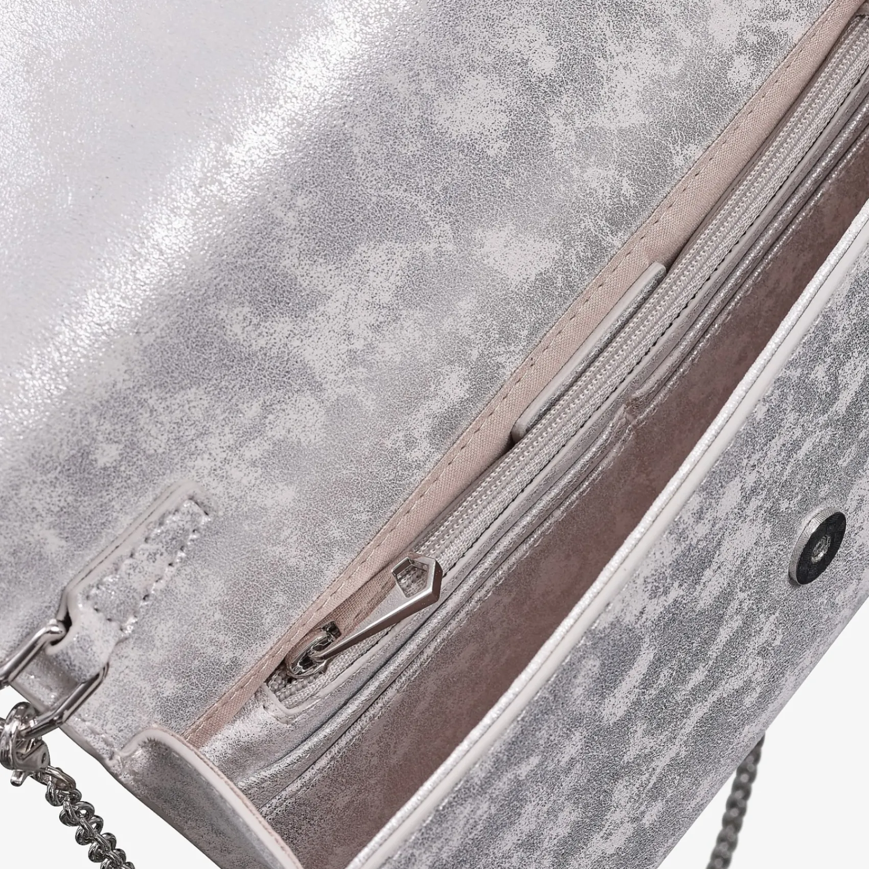 Capollini Clutch-Tasche aus silbernem Nubukleder* Hochzeitsgäste-taschen | Anlass Handtaschen