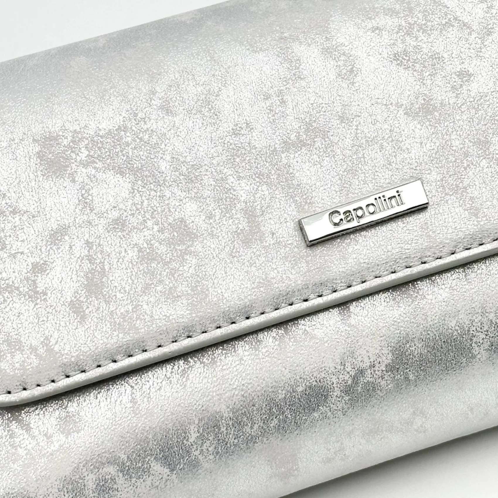 Capollini Clutch-Tasche aus silbernem Nubukleder* Hochzeitsgäste-taschen | Anlass Handtaschen