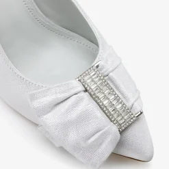 Capollini Elinor Glacier Weiß Nubukleder Kristallschleife Pumps* Schuhe Für Hochzeitsgäste | Schuhe Für Die Mutter Der Braut