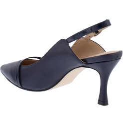 Capollini Emory Navy Leder Slingbacks mit mittlerem Absatz und Lackband* Schuhe Für Hochzeitsgäste | Schuhe Für Die Mutter Der Braut