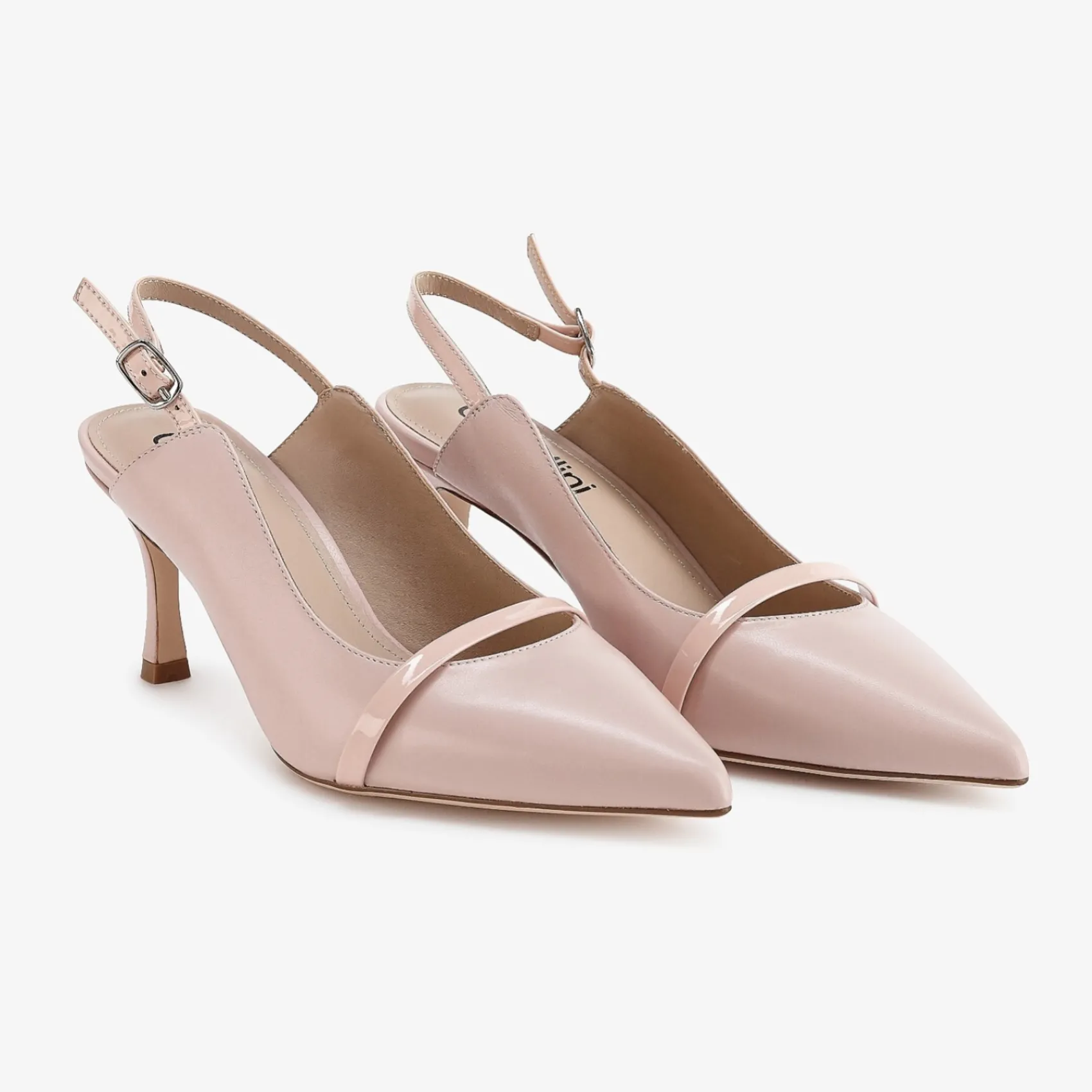 Capollini Emory Rosa Leder Slingbacks mit mittlerem Absatz und Lackriemen* Schuhe Für Hochzeitsgäste | Schuhe Für Die Mutter Der Braut