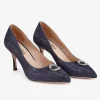 Capollini Judi Navy Nubukleder Pumps mit Diamantenbesatz* Party-schuhe | Schuhe Für Hochzeitsgäste