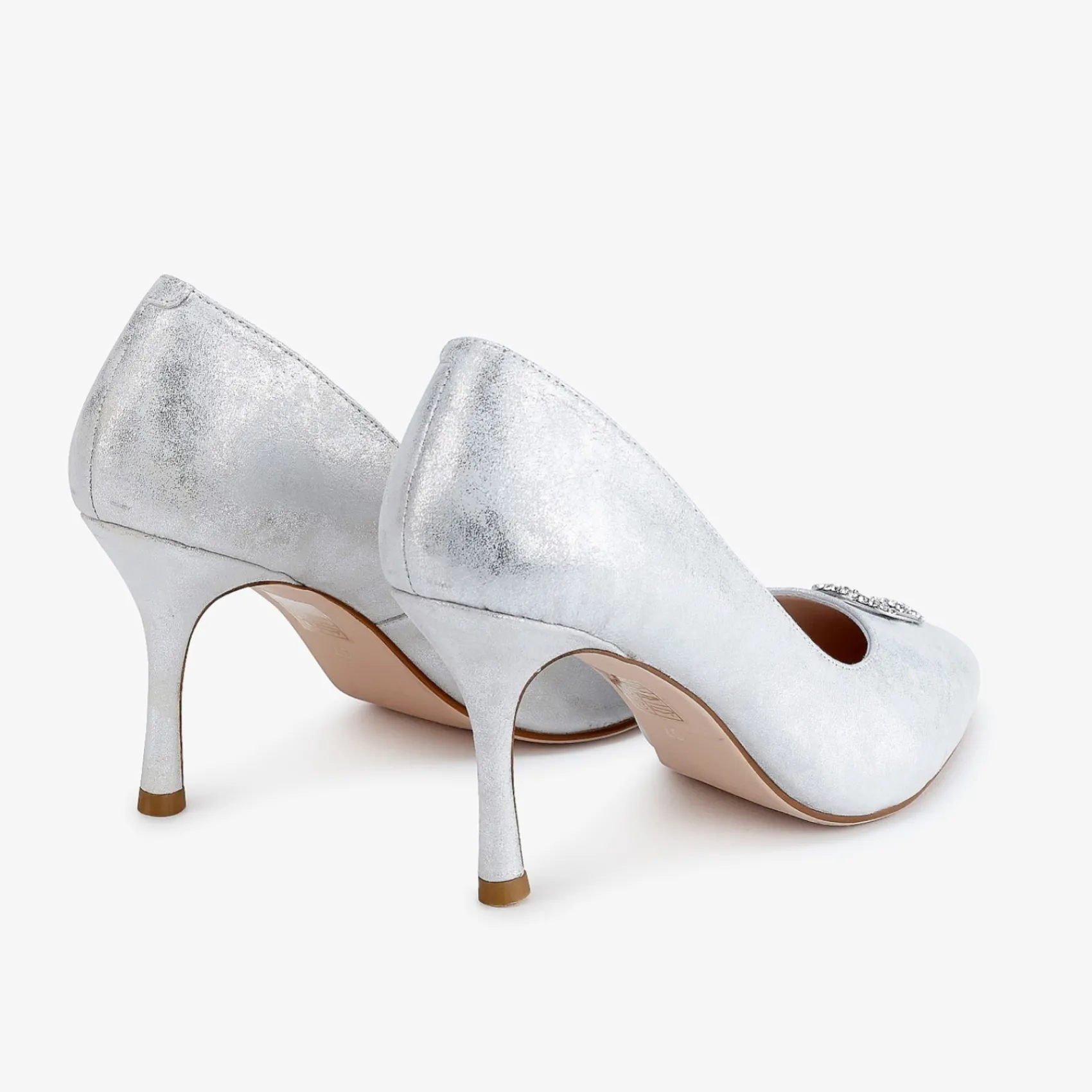 Capollini Judi Silberne Nubukleder-Halbschuhe mit Diamantenbesatz* Party-schuhe | Schuhe Für Hochzeitsgäste