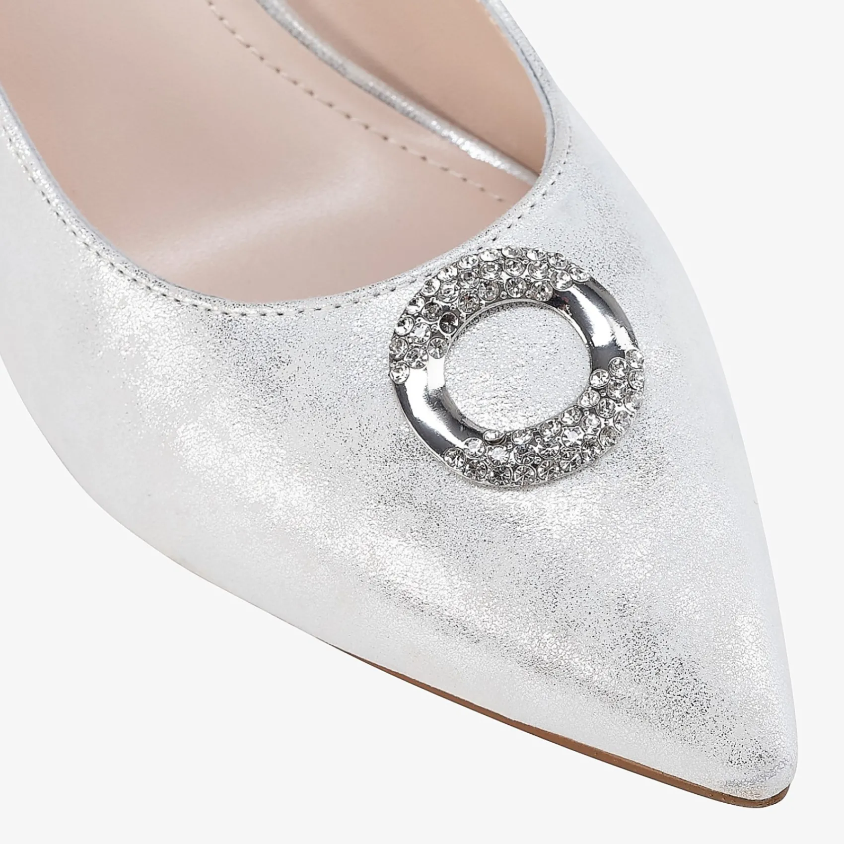 Capollini Judi Silberne Nubukleder-Halbschuhe mit Diamantenbesatz* Party-schuhe | Schuhe Für Hochzeitsgäste