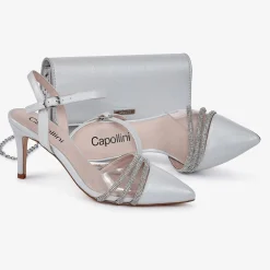 Capollini Ophelia Dove Grau Perlenbesetztes Leder Knöchelriemen Slingbacks* Schuhe Für Hochzeitsgäste | Schuhe Für Die Mutter Der Braut