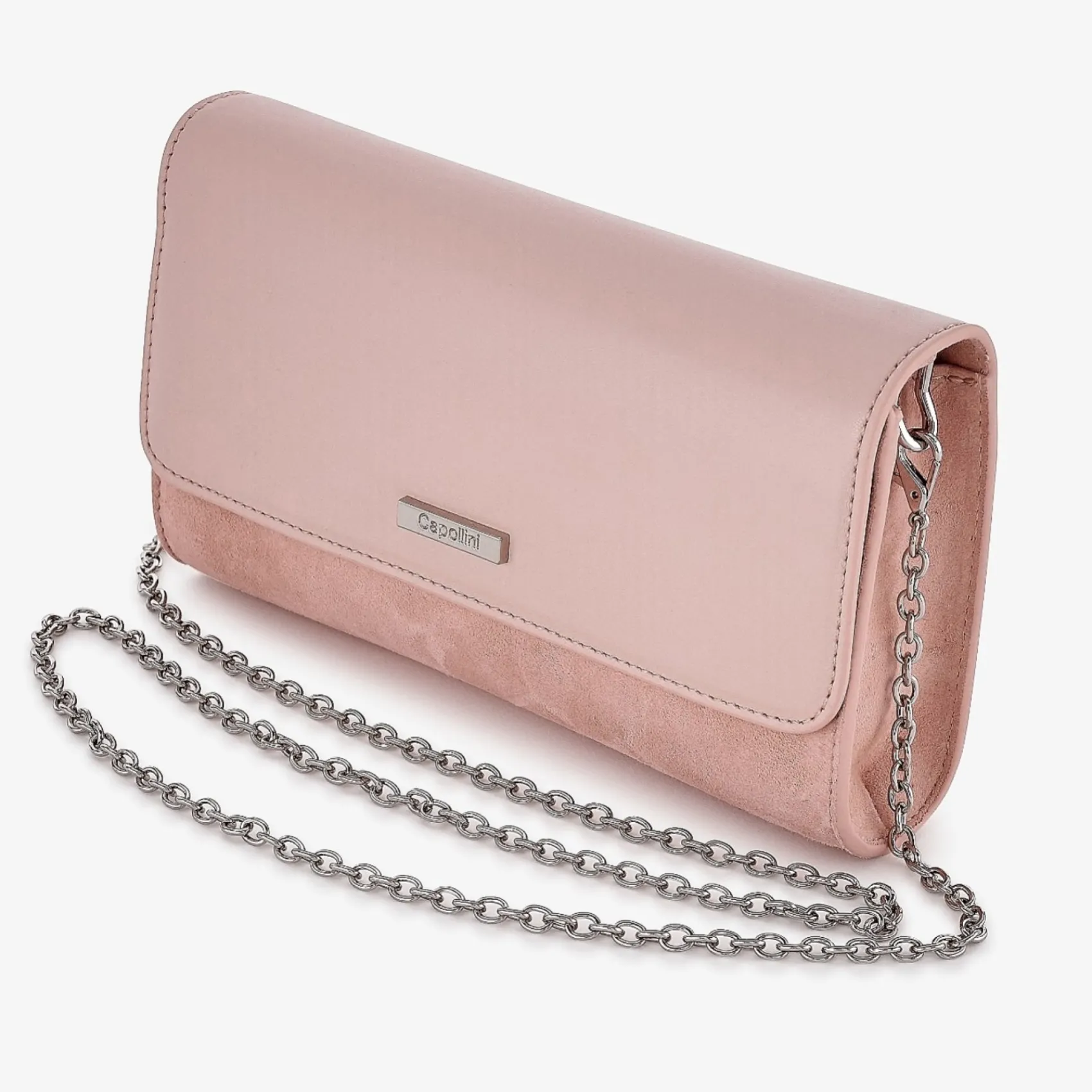 Capollini Rosa Clutch-Tasche aus Wildleder und Leder* Hochzeitsgäste-taschen | Anlass Handtaschen