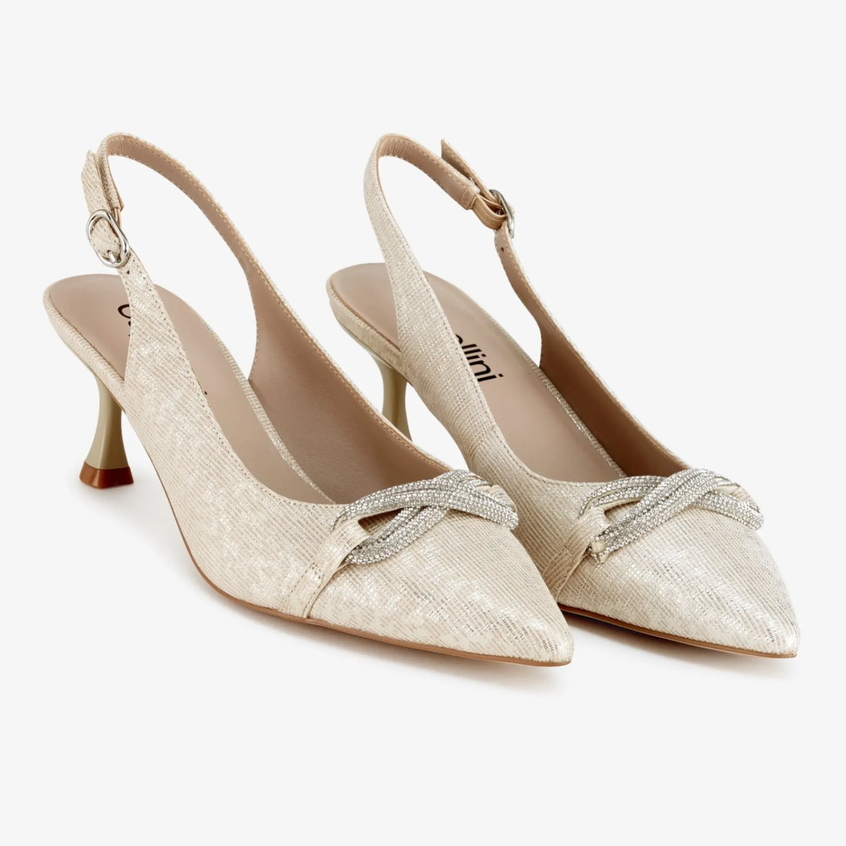 Capollini Sabrina Champagner Nubukleder Slingback Kitten Heels* Party-schuhe | Schuhe Für Hochzeitsgäste