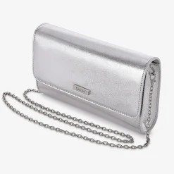 Capollini Silberne Leder Clutch Tasche* Hochzeitsgäste-taschen | Anlass Handtaschen