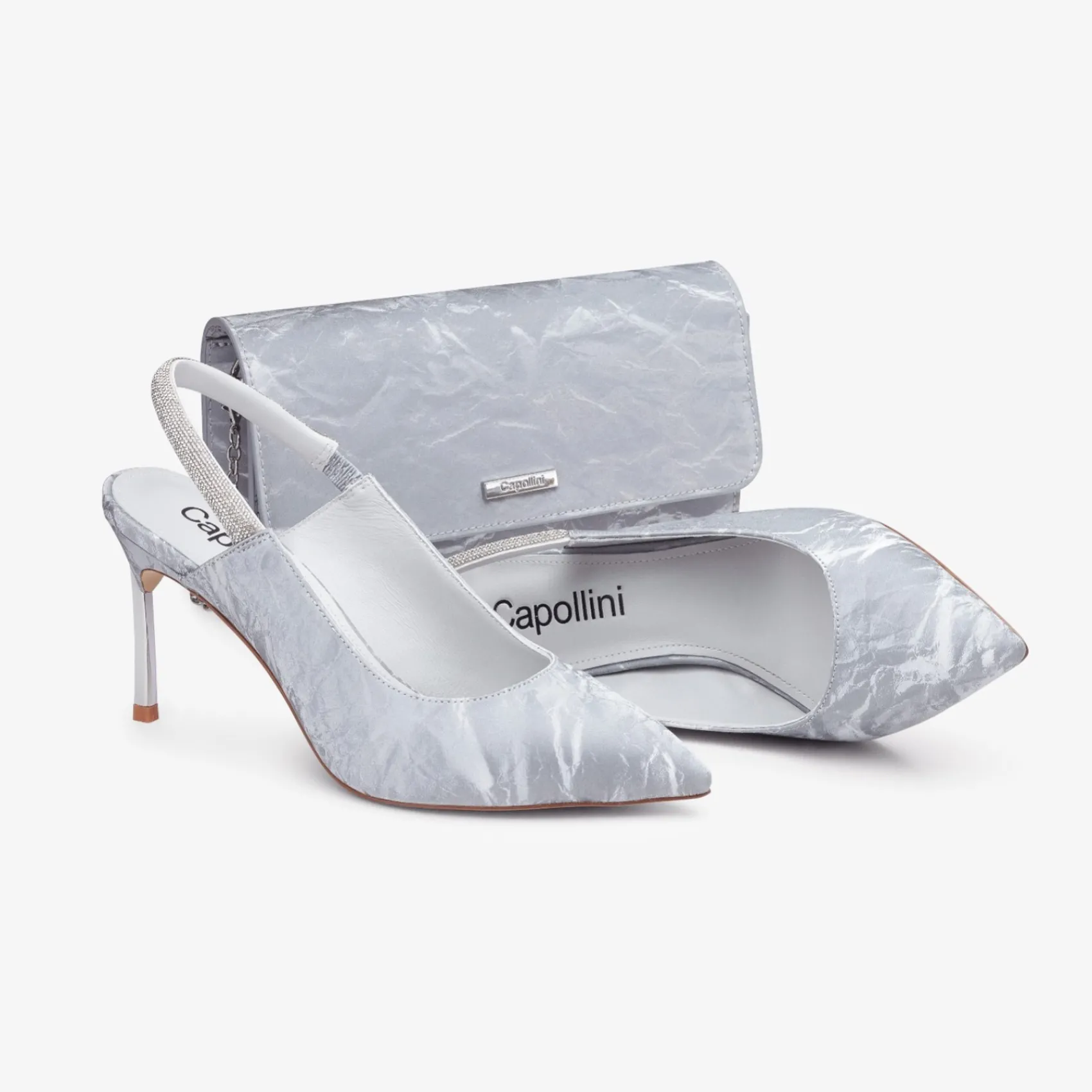 Capollini Sophia Grau Nubukleder Diamante Slingback Stilettos* Party-schuhe | Schuhe Für Hochzeitsgäste