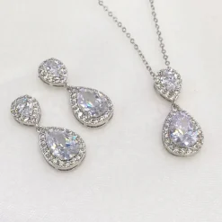 Lace & Favour Celeste Silber Kristall verschönert Hochzeitsschmuck Set* Silberner Abschlussball-schmuck | Abschlussball-schmuck-sets