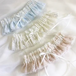 Boudoir Couture Chantilly Blau Floral Spitze Braut Strumpfband mit Perle Tropfen* Etwas Blaue Geschenke | Geschenke Für Die Braut