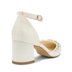 Paradox London Cinta Färbbar Elfenbein Satin Kristall Blockabsatz Knöchelriemen Schuhe* Hochzeitsschuhe | Schuhe Mit Niedrigem Absatz