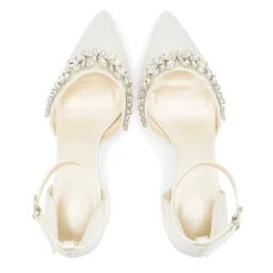 Paradox London Cinta Färbbar Elfenbein Satin Kristall Blockabsatz Knöchelriemen Schuhe* Hochzeitsschuhe | Schuhe Mit Niedrigem Absatz