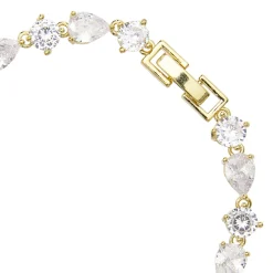 Lace & Favour Connaught Dainty Cubic Zirconia Hochzeitsarmband (Gold)* Goldener Abschlussball-schmuck | Prom Armbänder
