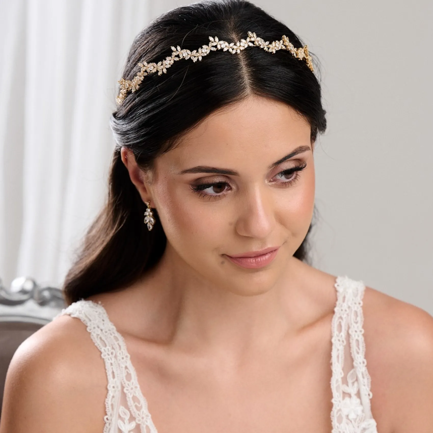 Lace & Favour Cortez Gold Zierliche Zirkonia Hochzeit Stirnband* Abschlussball-haarbänder & Tiaras | Haarschmuck Aus Kristall