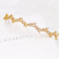 Lace & Favour Cortez Gold Zierliche Zirkonia Hochzeit Stirnband* Abschlussball-haarbänder & Tiaras | Haarschmuck Aus Kristall