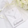 Lace & Favour danke, dass du meine Brautjungfer bist" Silberfarbener Kristallschmuck mit Ohrstecker* Geschenke Für Brautjungfern | Silberner Hochzeitsschmuck