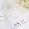 Lace & Favour danke, dass du meine Brautjungfer bist" Schmuckset mit Ohrstecker aus Roségold* Geschenke Für Brautjungfern | Kristall-hochzeitsschmuck