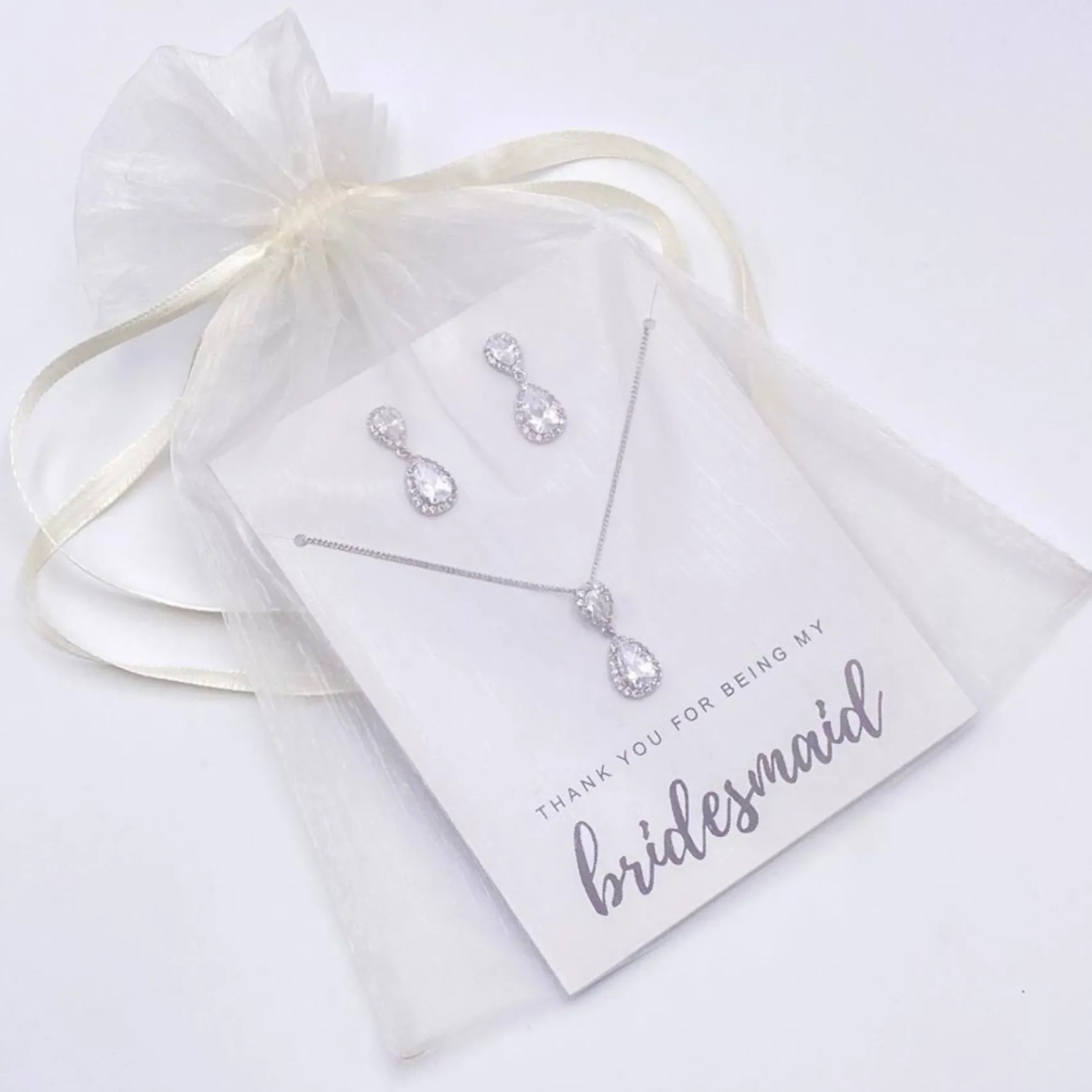 Lace & Favour danke, dass du meine Brautjungfer bist" Silberner Kristallschmuck* Geschenke Für Brautjungfern | Kristall-hochzeitsschmuck