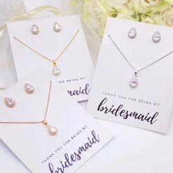 Lace & Favour danke, dass du meine Brautjungfer bist" Schmuckset mit Ohrstecker aus Roségold* Geschenke Für Brautjungfern | Kristall-hochzeitsschmuck