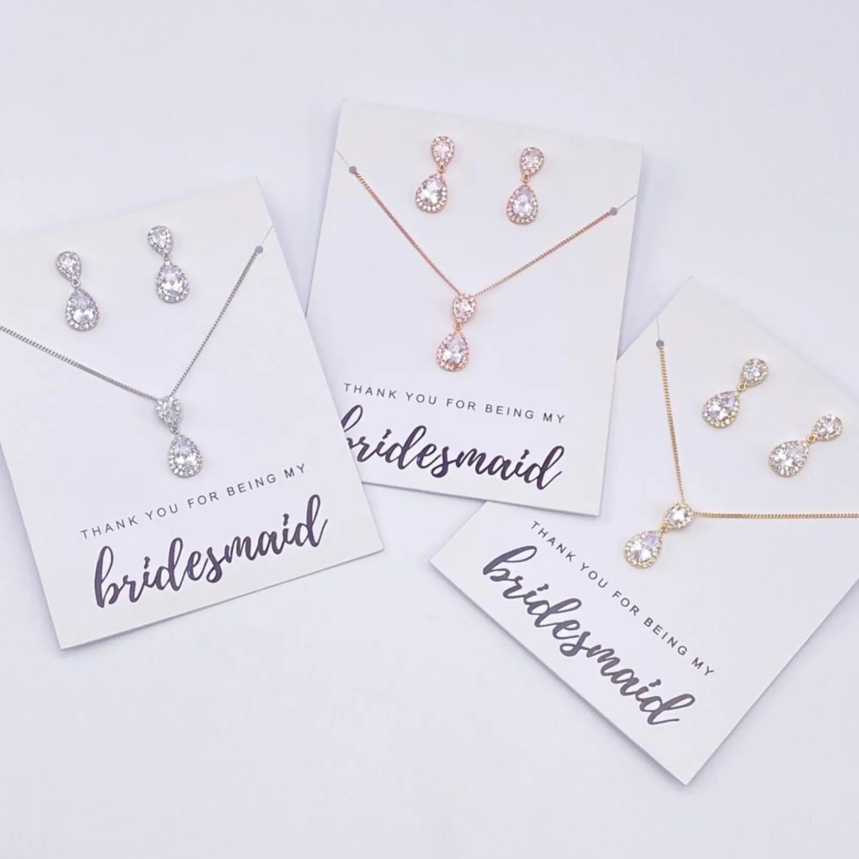Lace & Favour danke, dass du meine Brautjungfer bist" Silberner Kristallschmuck* Geschenke Für Brautjungfern | Kristall-hochzeitsschmuck