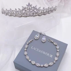 Lace & Favour Debütantin Klassische Cubic Zirkonia Kristall Braut Tiara* Abschlussball-haarbänder & Tiaras | Haarschmuck Aus Kristall