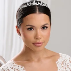 Lace & Favour Dekadenz Low Cubic Zirkonia Blätter Hochzeit Tiara* Abschlussball-haarbänder & Tiaras | Haarschmuck Aus Kristall