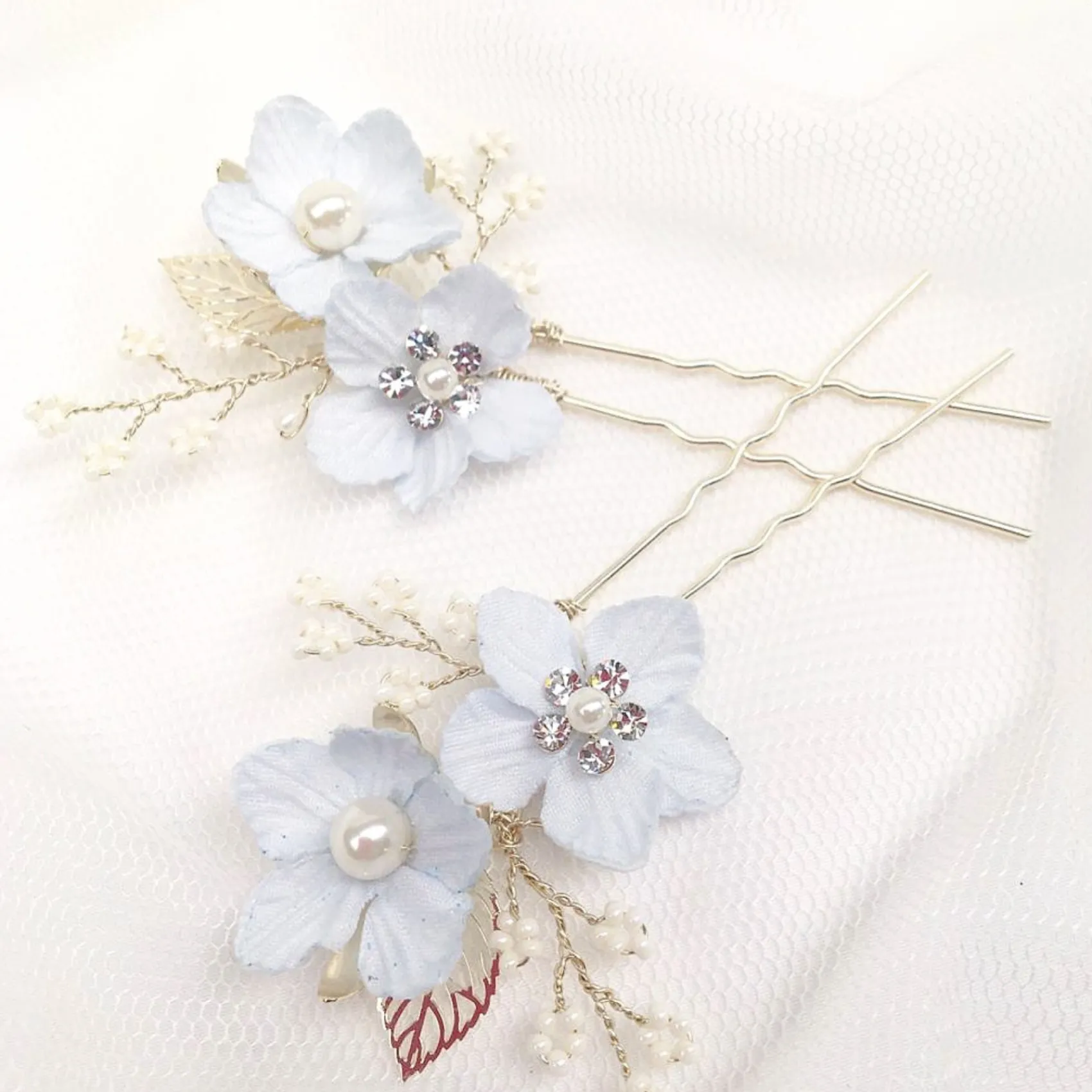 Poirier Delphinium Blassblaue Blumen und Zweige Haarnadel* Etwas Blaue Geschenke | Geschenke Für Brautjungfern