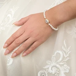 Lace & Favour Desiree Chic Perlen-Hochzeitsarmband (Gold)* Geschenke Für Die Braut | Perlen-hochzeitsschmuck