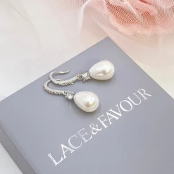 Lace & Favour Dolci Silber Kristallverzierte Tränenperlen Ohrringe* Geschenke Für Brautjungfern | Geschenke Für Die Braut
