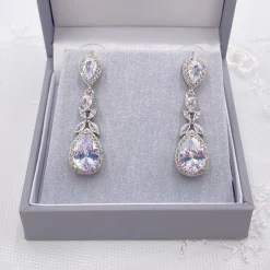 Lace & Favour Dominica Cubic Zirkonia Tropfenohrringe* Silberner Abschlussball-schmuck | Abschlussball-ohrringe