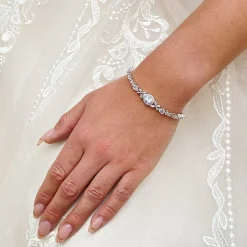 Lace & Favour Dorchester Vintage inspiriertes Kristall Hochzeitsarmband* Silberner Abschlussball-schmuck | Prom Armbänder