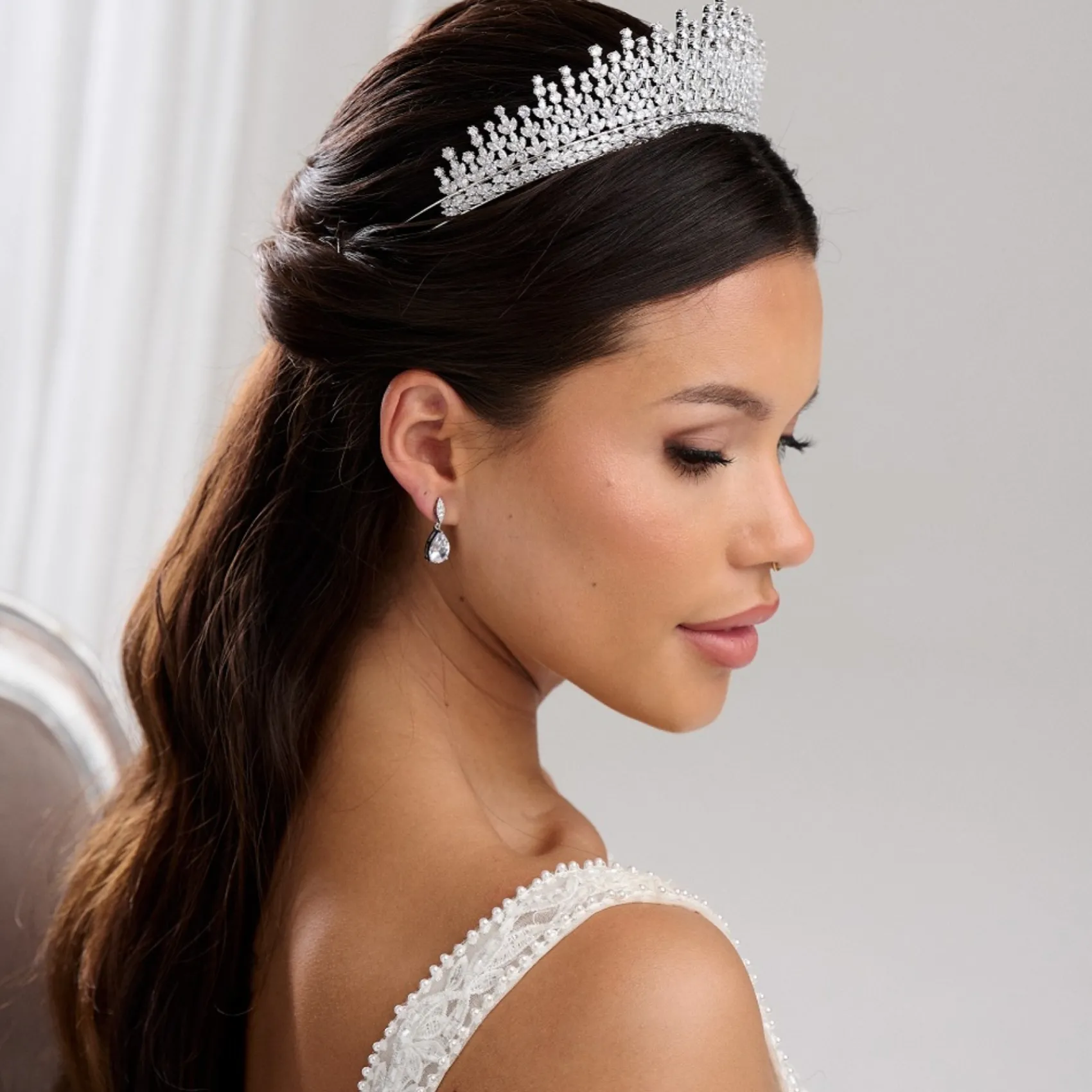 Lace & Favour Dubai Statement Cubic Zirkonia Brautkrone* Haarschmuck Aus Kristall | Silberne Haar-accessoires