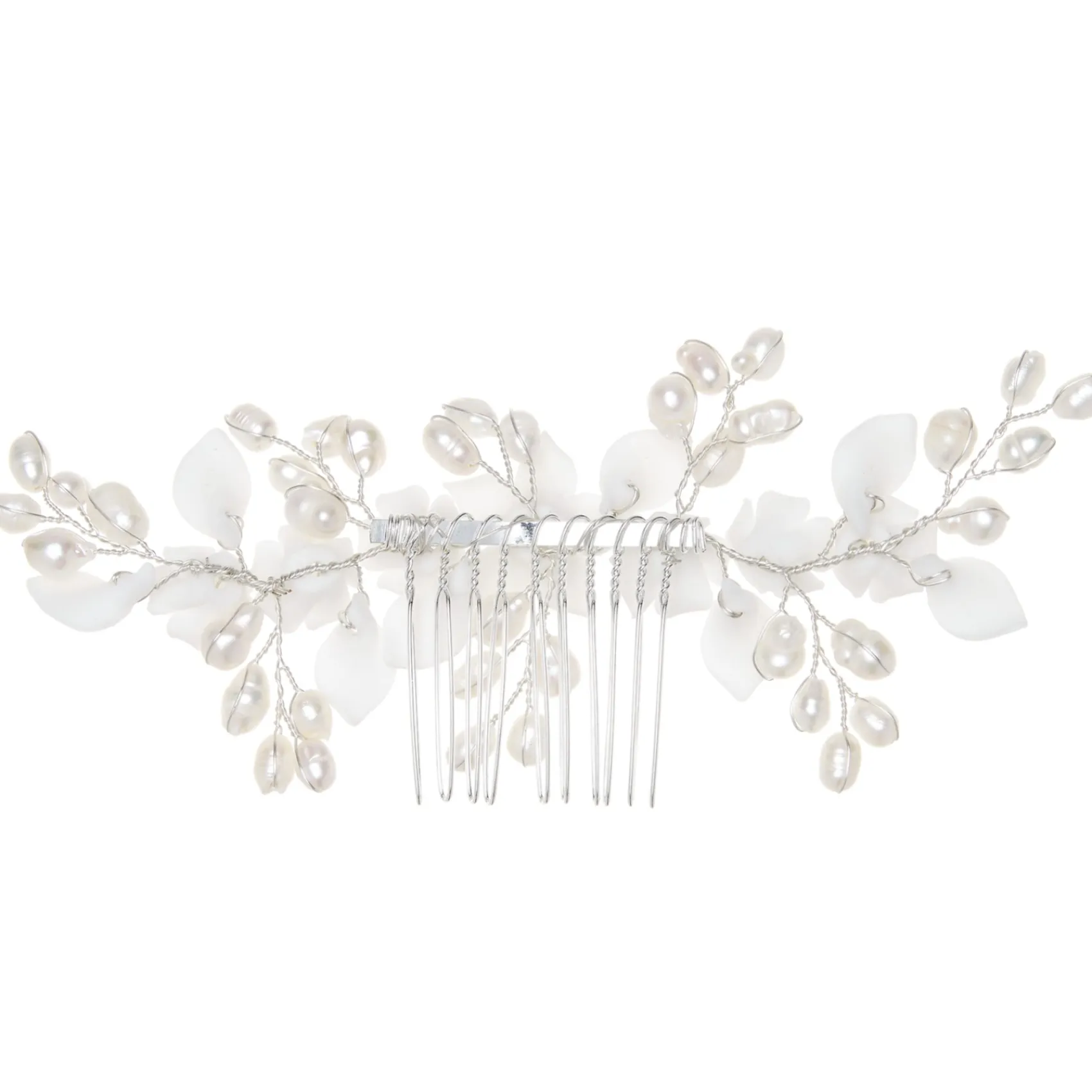 Lace & Favour Edelweiss Elfenbein Porzellan Blumen und Perle Hochzeit Haarkamm* Perlen-haarschmuck | Silberne Haar-accessoires