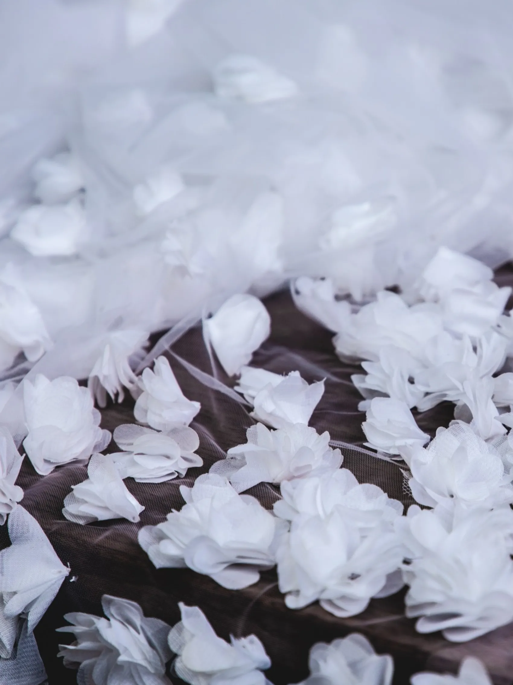 Perfect Bridal Elfenbeinfarbener einstufiger stark verzierter 3D Blumen Schleier in Walzerlänge* Einstufige Schleier | Schleier In Walzerlänge