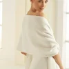 Bianco Evento Elfenbeinfarbener gestrickter Hochzeitsschal | E339 | * Gestrickte Schals | Hochzeitsumhänge & Tücher