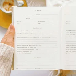 Blush & Gold Elfenbeinfarbenes Baumwoll-Leinen-Hochzeitsplanerbuch mit vergoldeten Rändern* Wedding Planner Bücher | Verlobungsgeschenke
