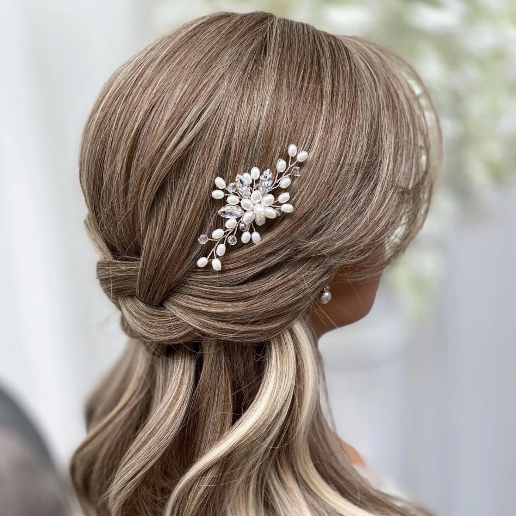 Lace & Favour Ellie Perlencluster Hochzeits-Haarnadel (Silber)* Perlen-haarschmuck | Silberne Haar-accessoires