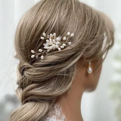 Lace & Favour Ellie Perlencluster und Kristall Hochzeits-Haarnadel (Gold)* Perlen-haarschmuck | Gold-haar-accessoires