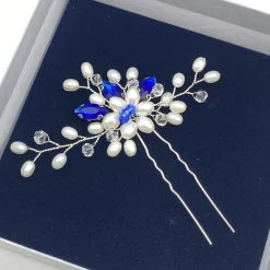 Lace & Favour Ellie Perlencluster-Haarnadel zur Hochzeit (Saphir)* Etwas Blaue Geschenke | Perlen-haarschmuck