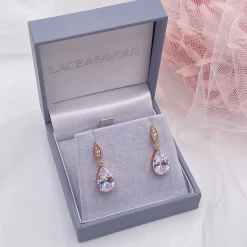 Lace & Favour Ellie Rose Gold Teardrop Kristall Ohrringe* Geschenke Für Brautjungfern | Kristall-hochzeitsschmuck